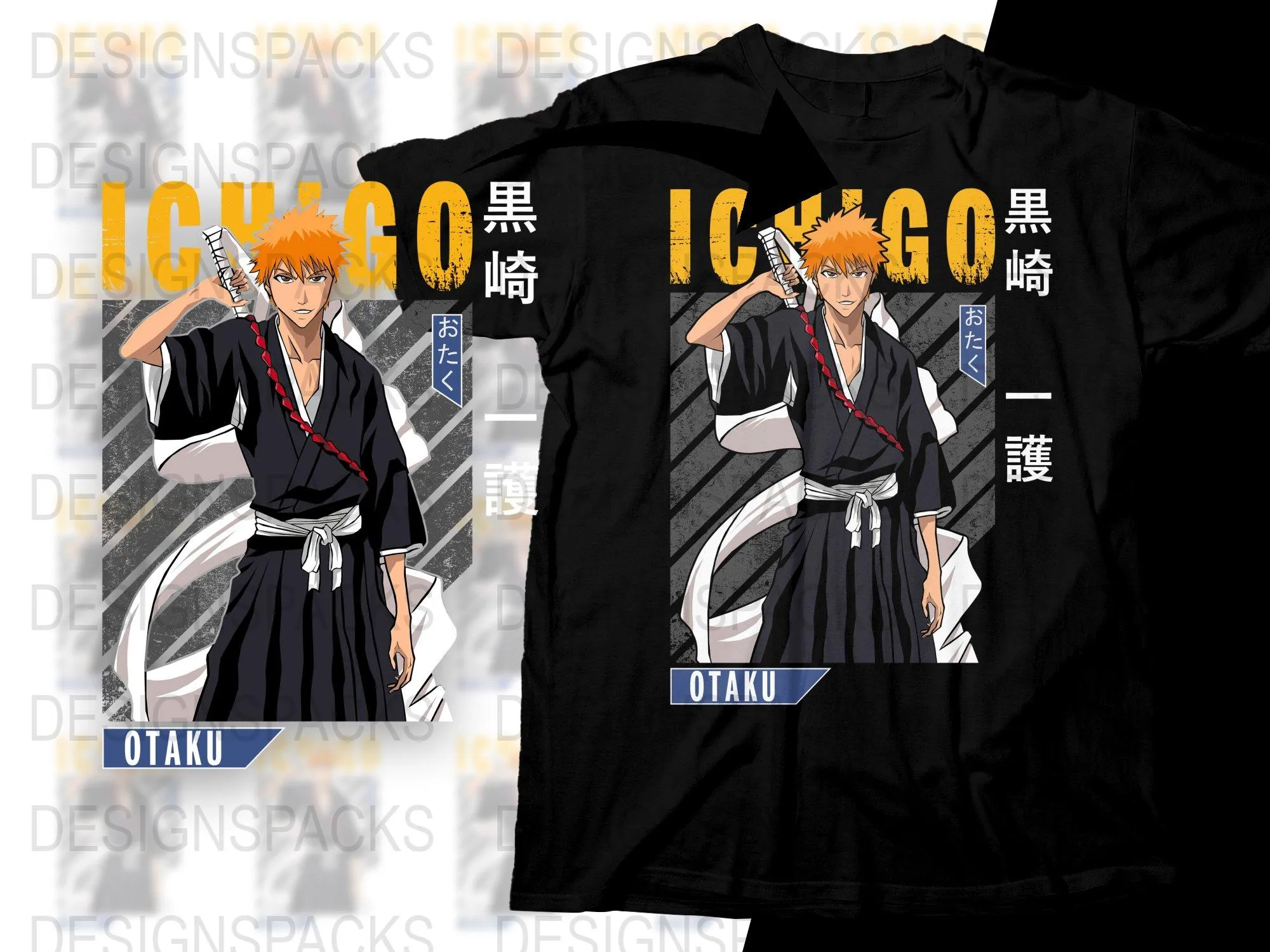 Anime Ichigo Otaku Graphic Short Sleeve Png Digital Download