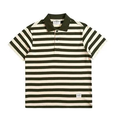 Ashore Shop Summer New American Retro  Short Sleeve Sailor Striped Polo Shirt Men's  100% Cotton Washed Heavyweight