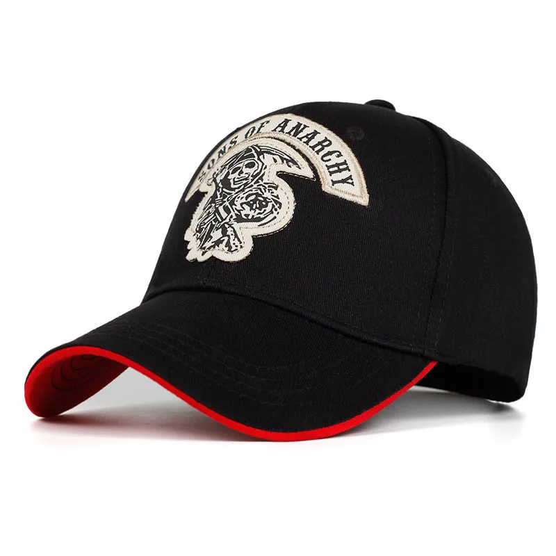 Baseball Cap SOA Sons of Anarchy Skull Embroidery Casual Snapback Hat