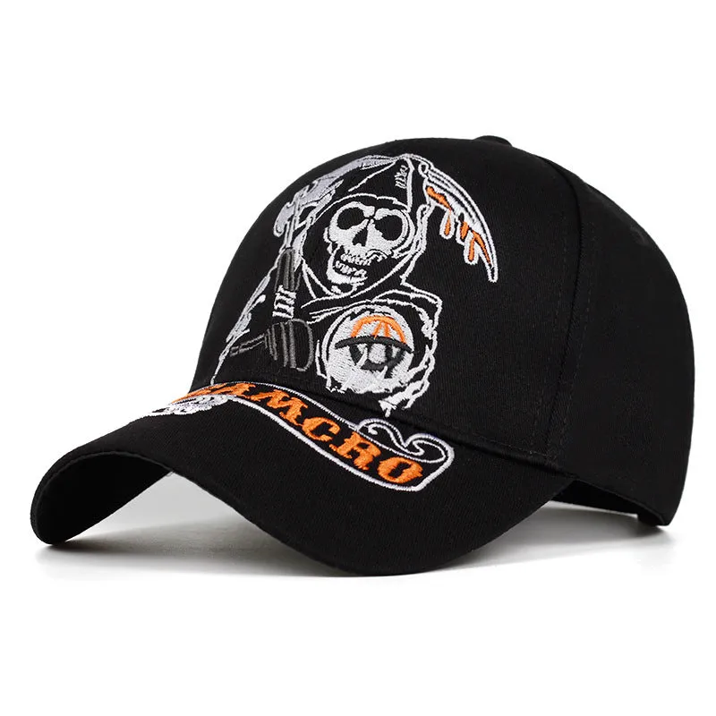 Baseball Cap SOA Sons of Anarchy Skull Embroidery Casual Snapback Hat