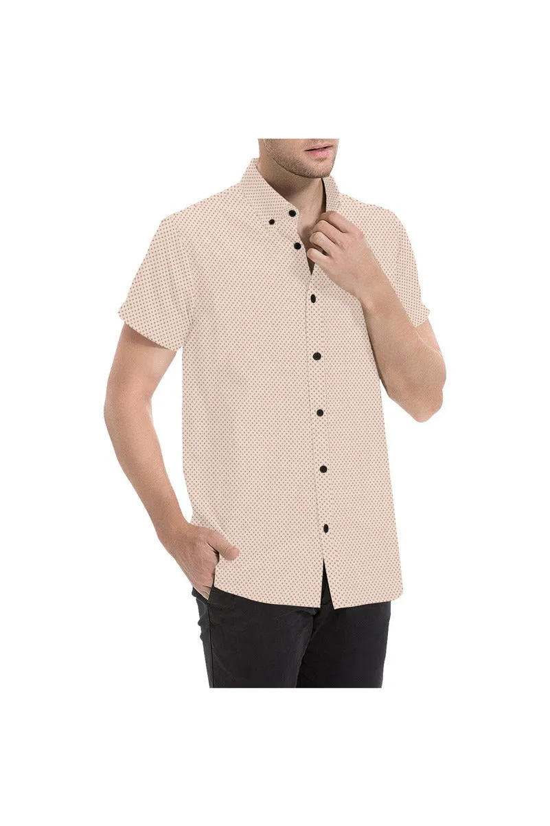 Beige Polka Dot Men's All Over Print Short Sleeve Shirt