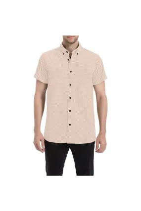 Beige Polka Dot Men's All Over Print Short Sleeve Shirt