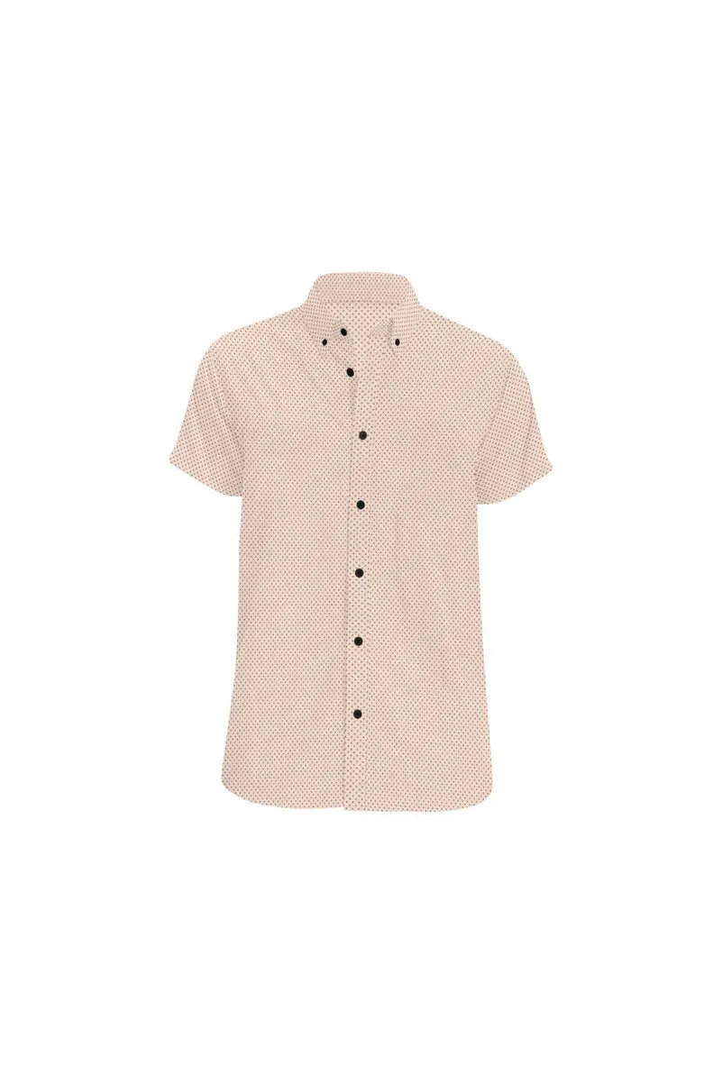 Beige Polka Dot Men's All Over Print Short Sleeve Shirt