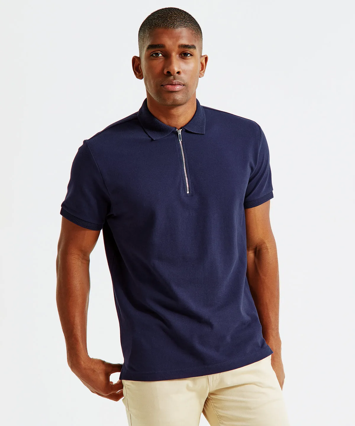 Black - Men's zip polo