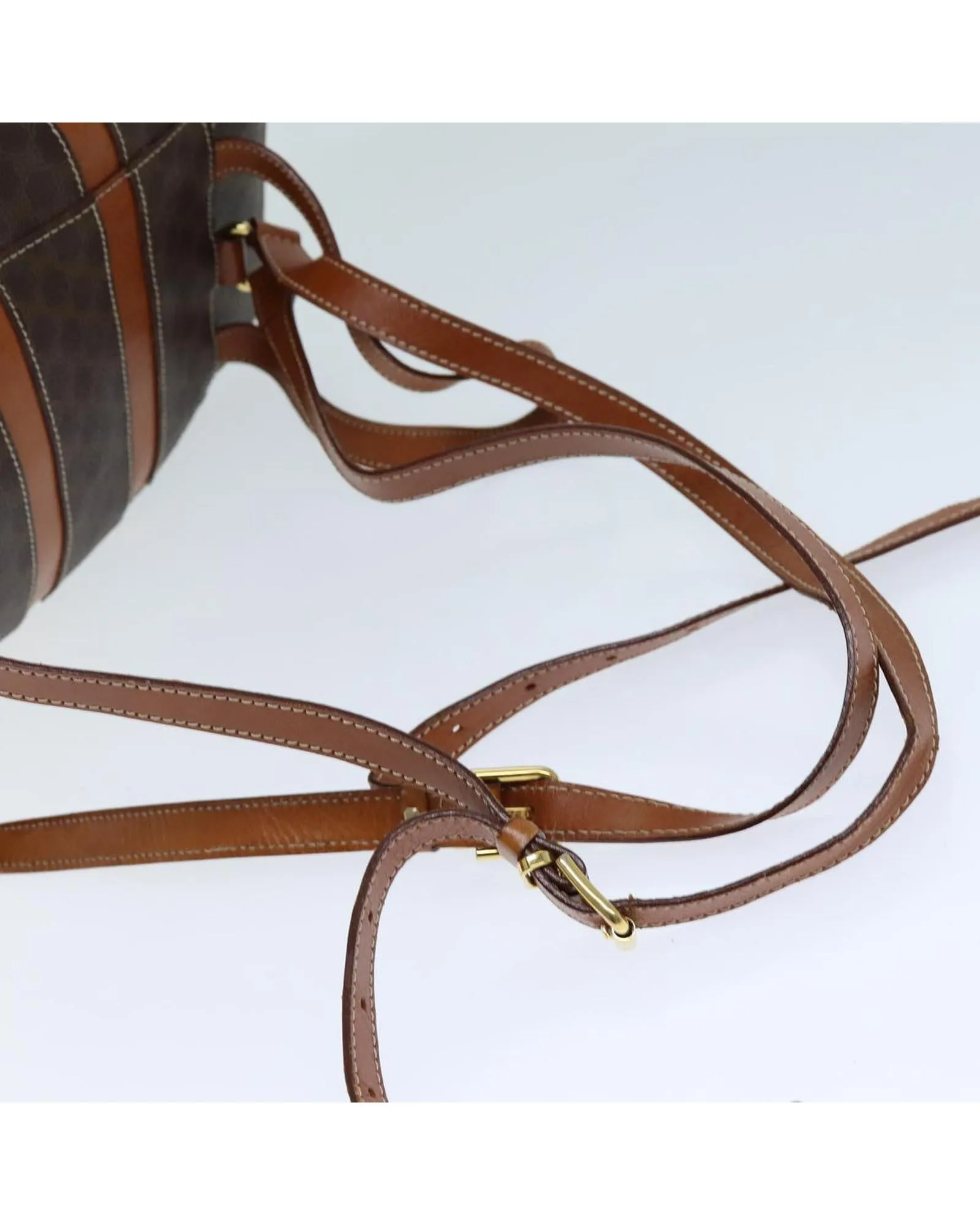 Brown Canvas Backpack with PVC Leather Accents