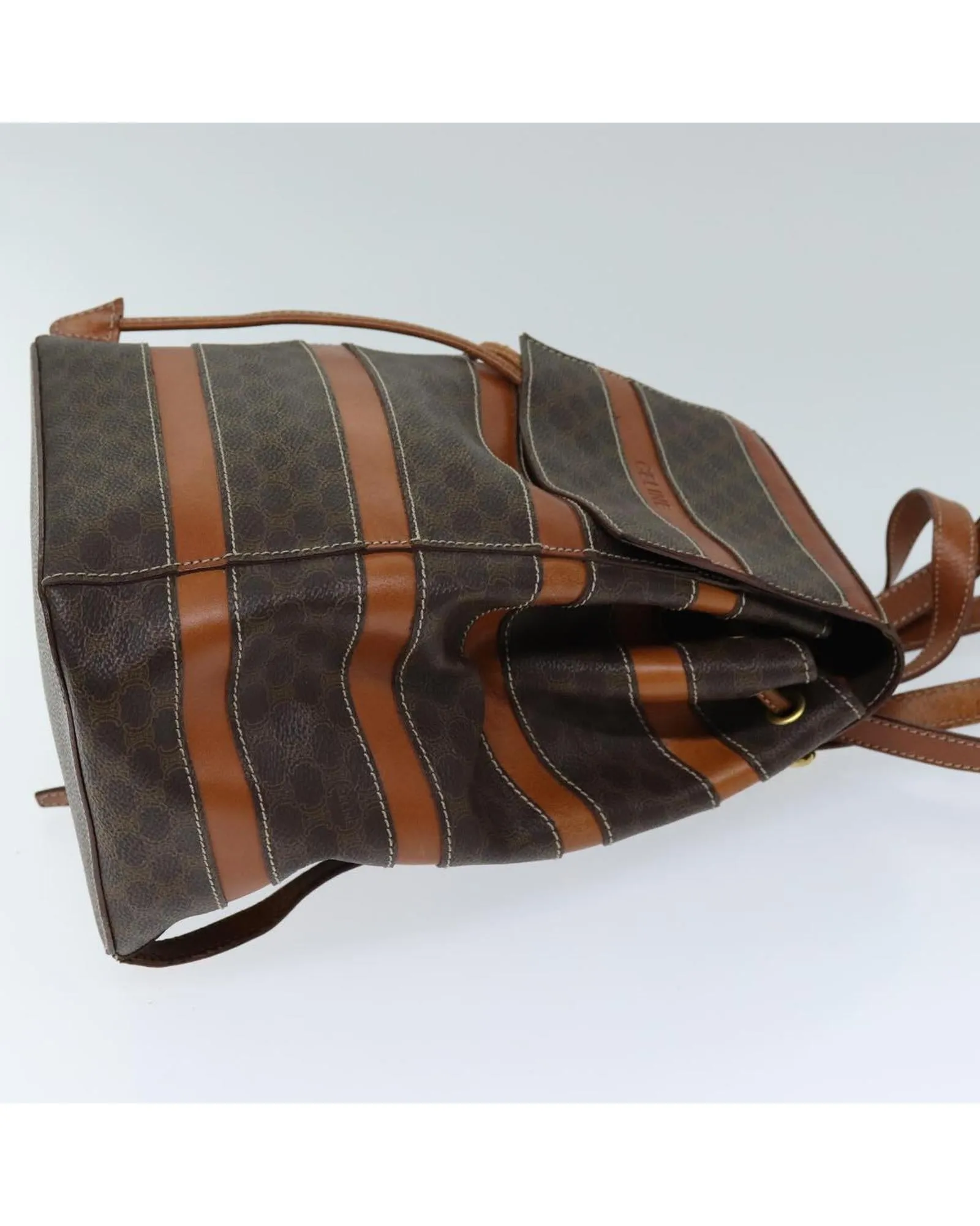 Brown Canvas Backpack with PVC Leather Accents