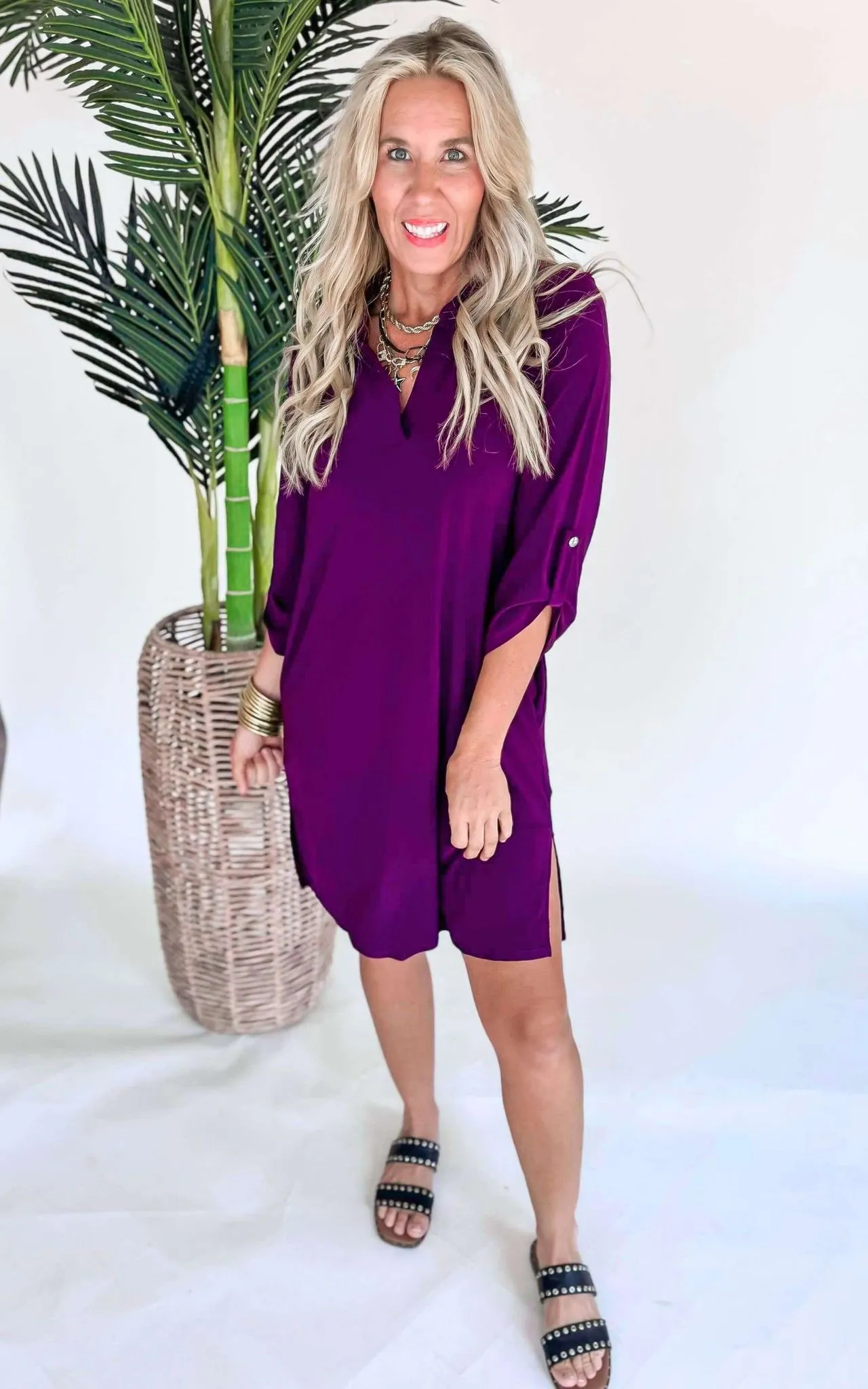 Can it Be Fall Already Half Sleeve Solid Knit Dress - Final Sale