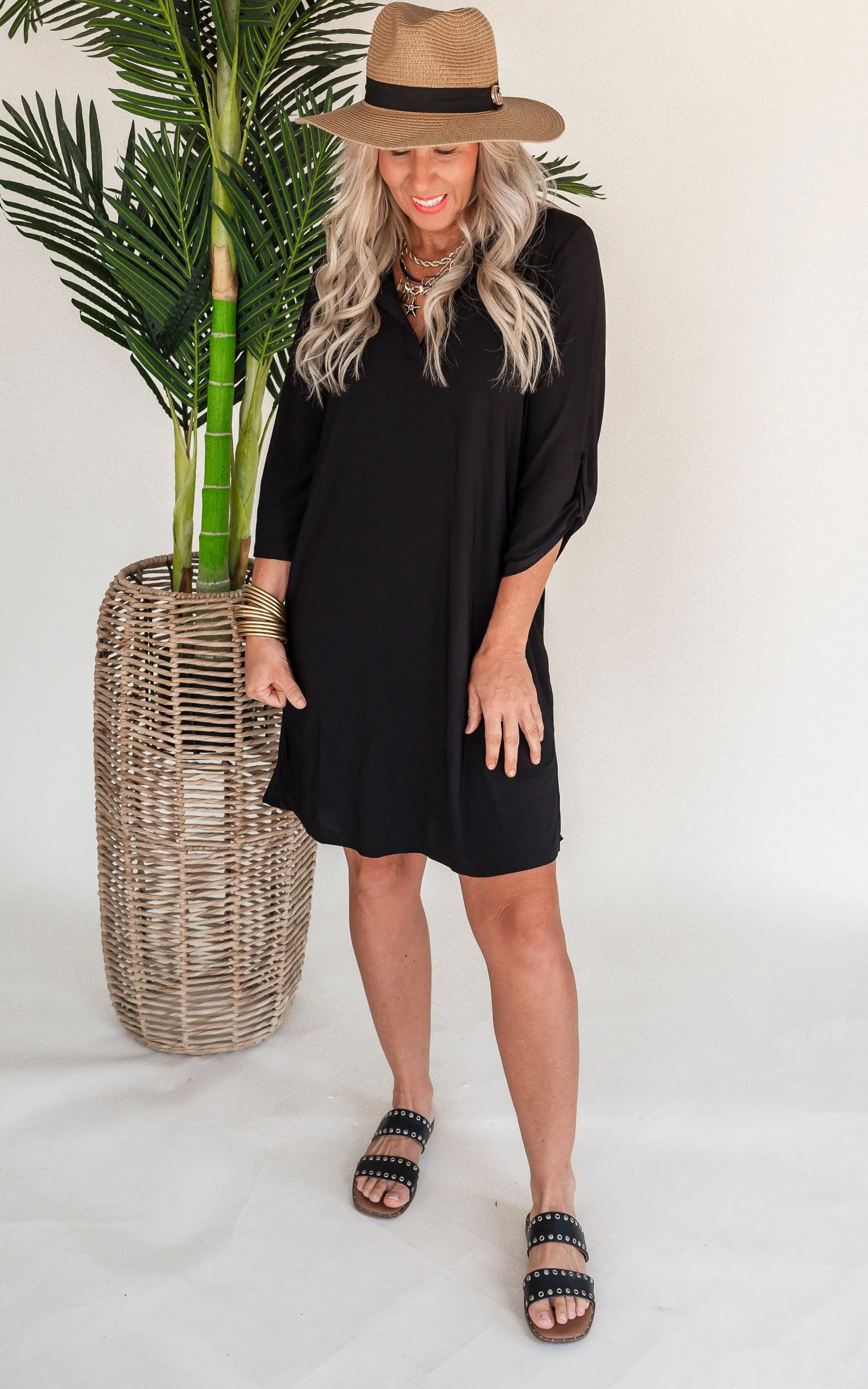 Can it Be Fall Already Half Sleeve Solid Knit Dress - Final Sale