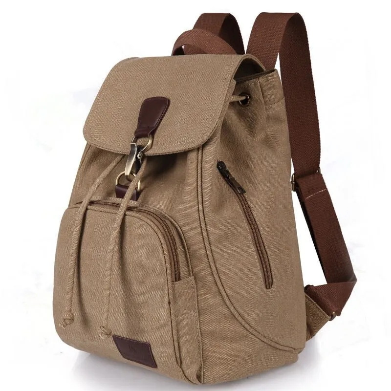 Canvas Solid Color Travel Backpack For Women