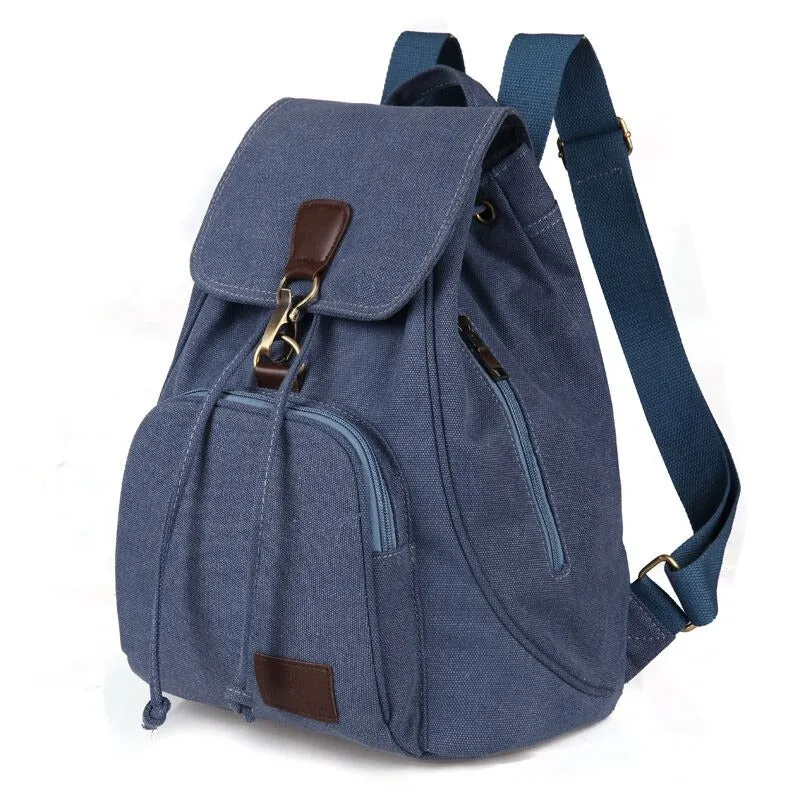 Canvas Solid Color Travel Backpack For Women