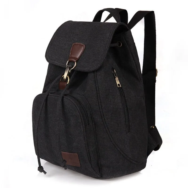 Canvas Solid Color Travel Backpack For Women