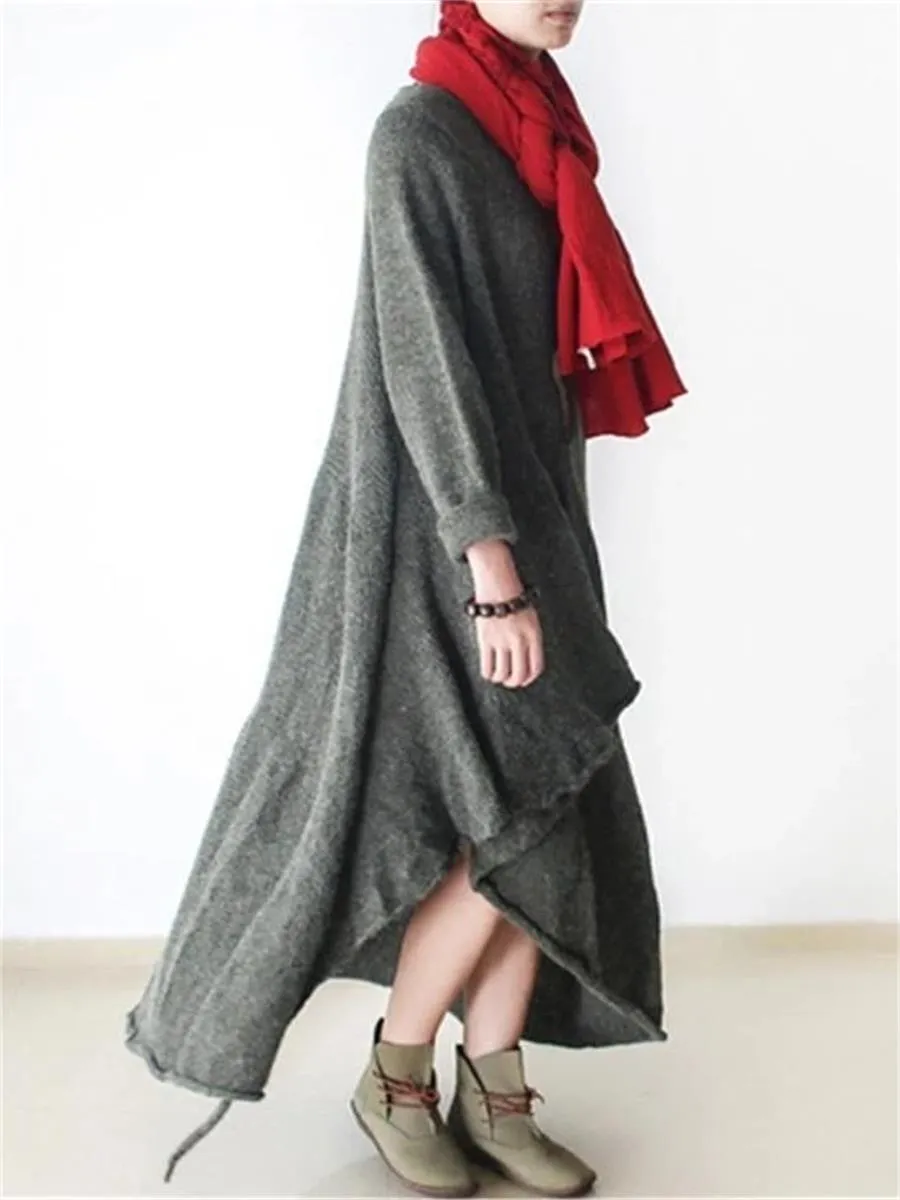 Casual Women'S Irregular Hem Sweater Long Skirt