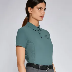 Cavalleria Toscana Perforated Insert Polo Shirt - Petroleum