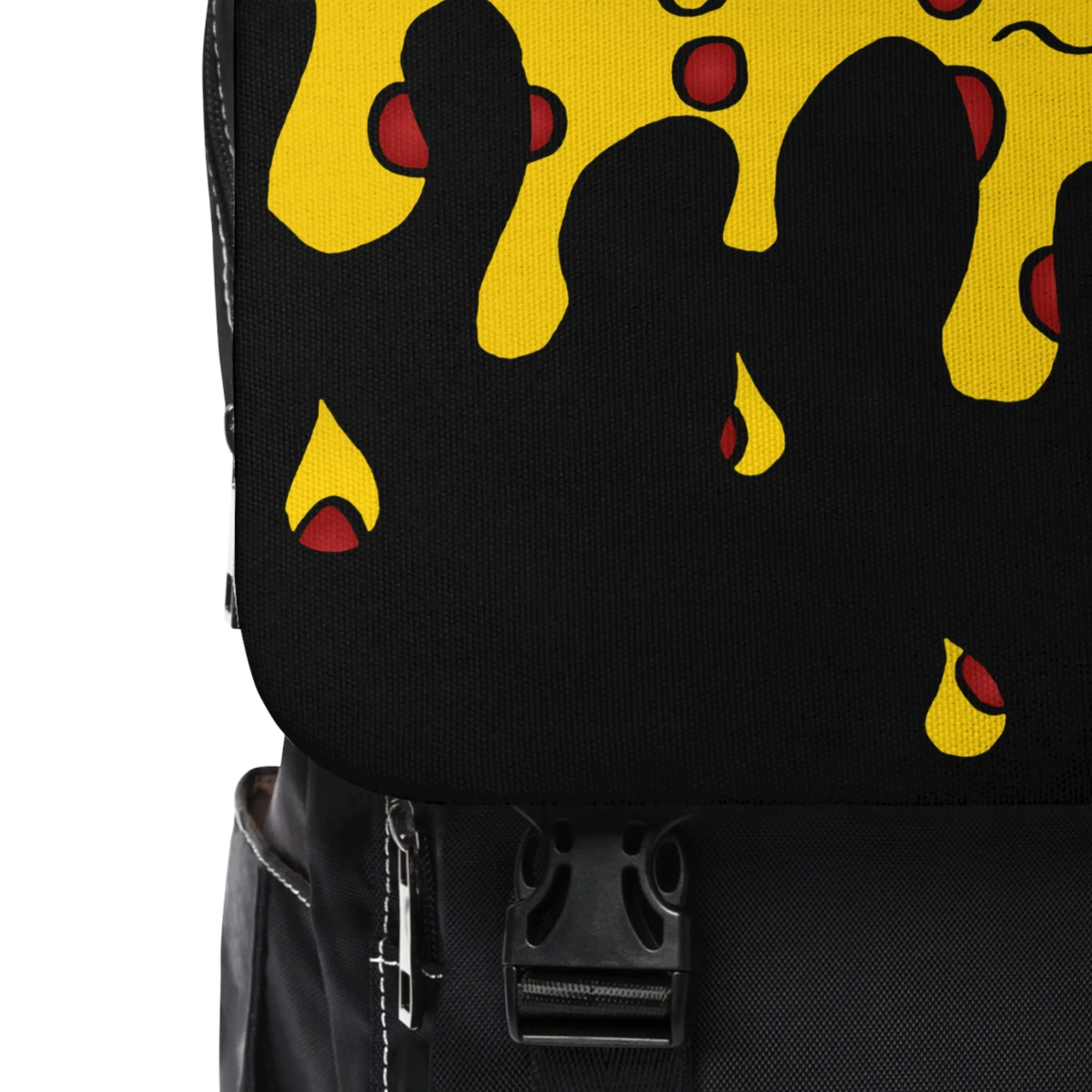 Cheesy Pizza Unisex Casual Shoulder Backpack (Black)