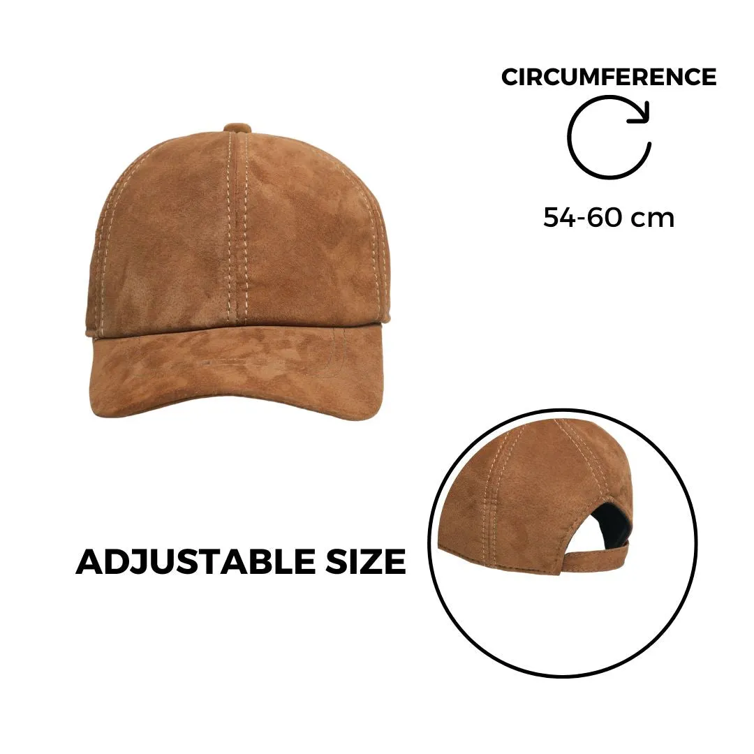 Chokore Casual Baseball Cap in Velour Leather (Light Brown)