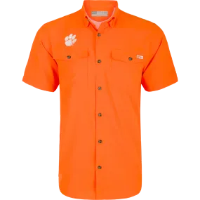 Clemson Frat Dobby Solid Short Sleeve Shirt