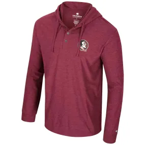 Colosseum Men's Seminole Logo Hooded Henley - Garnet