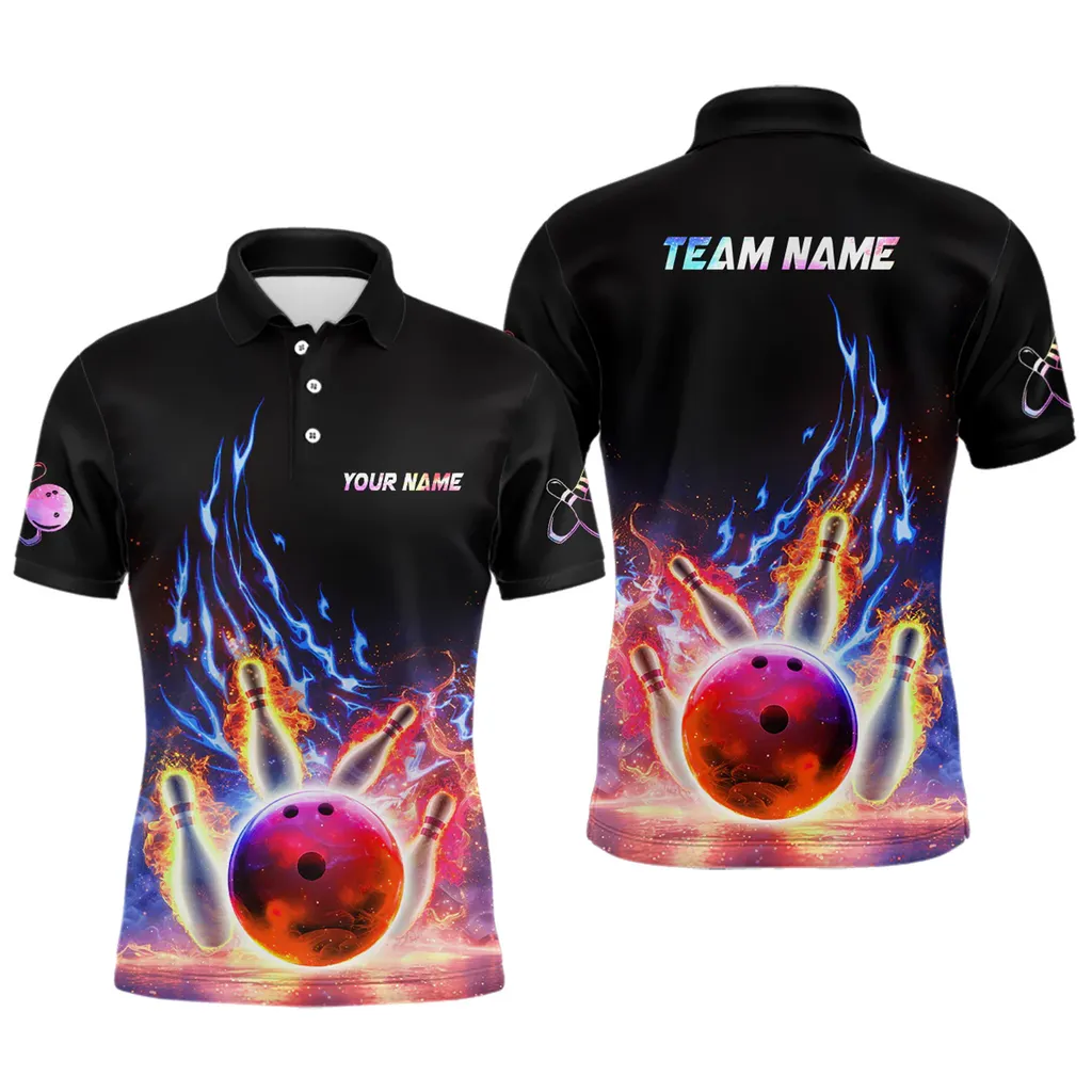 Coolspod Bowling Flame Lightning Team Jersey Multicolor Option Customized Name 3D Polo Shirt