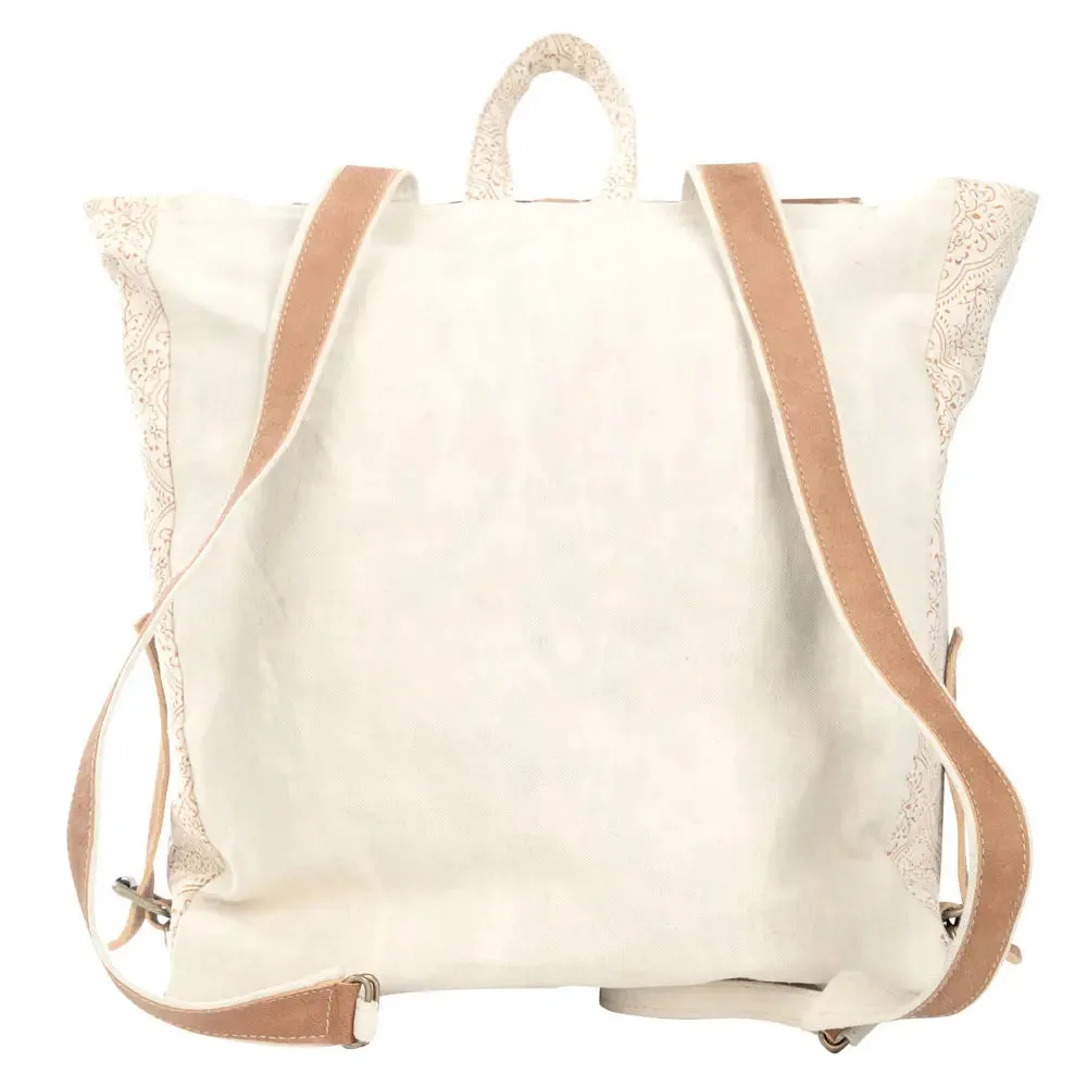 Cowhide Leather & Canvas Backpack