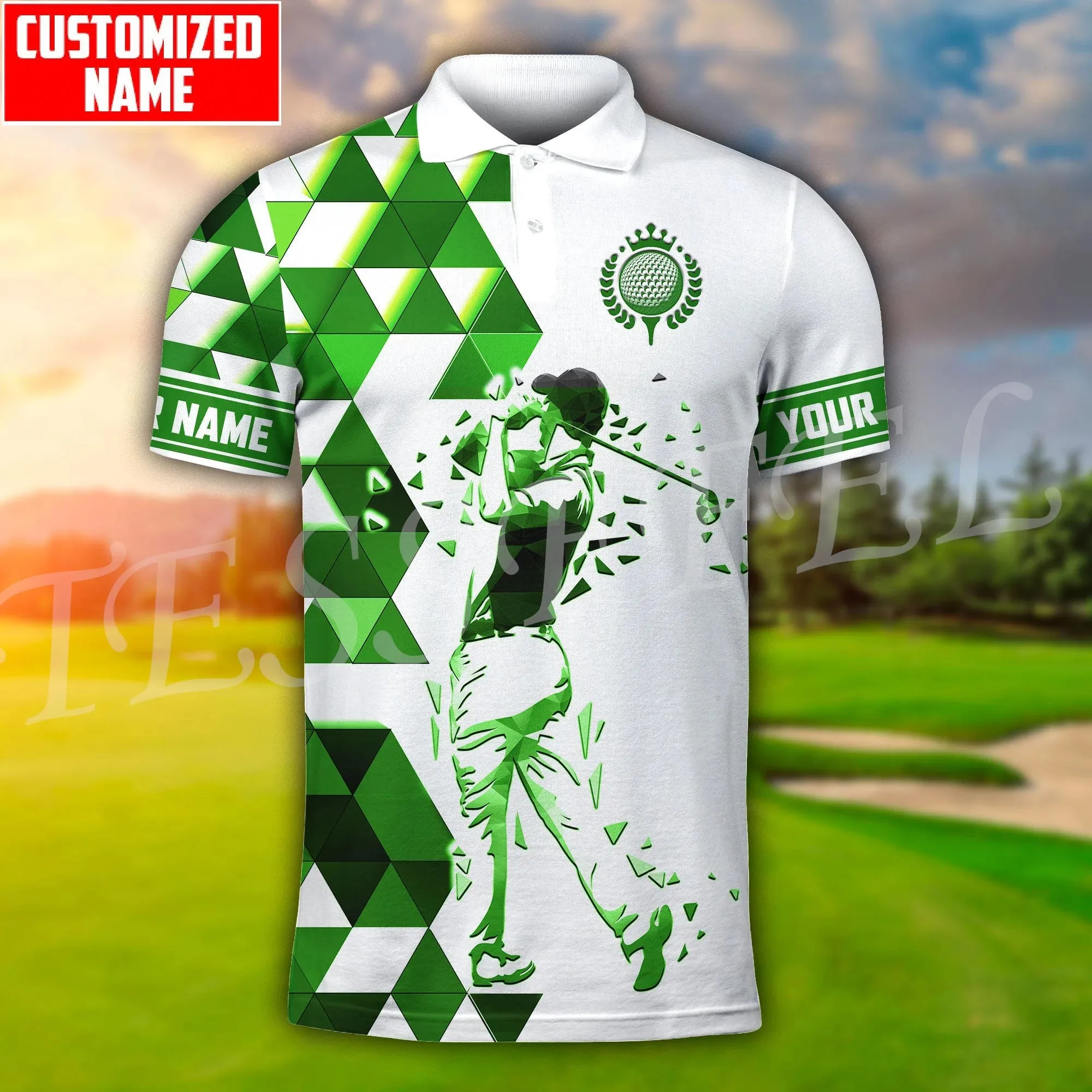 CustomName Golfer Player Sports Retro 3DPrint Summer Casual Polo Shirts Streetwear Short Sleeves T-Shirts