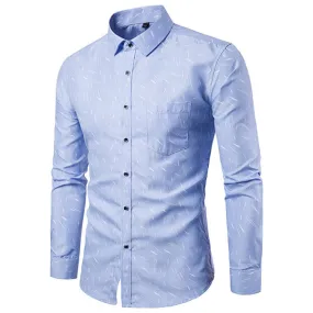 Designer Shirt for Men Slim Fit Long Sleeve Printing Single Chest Pocket Button Up