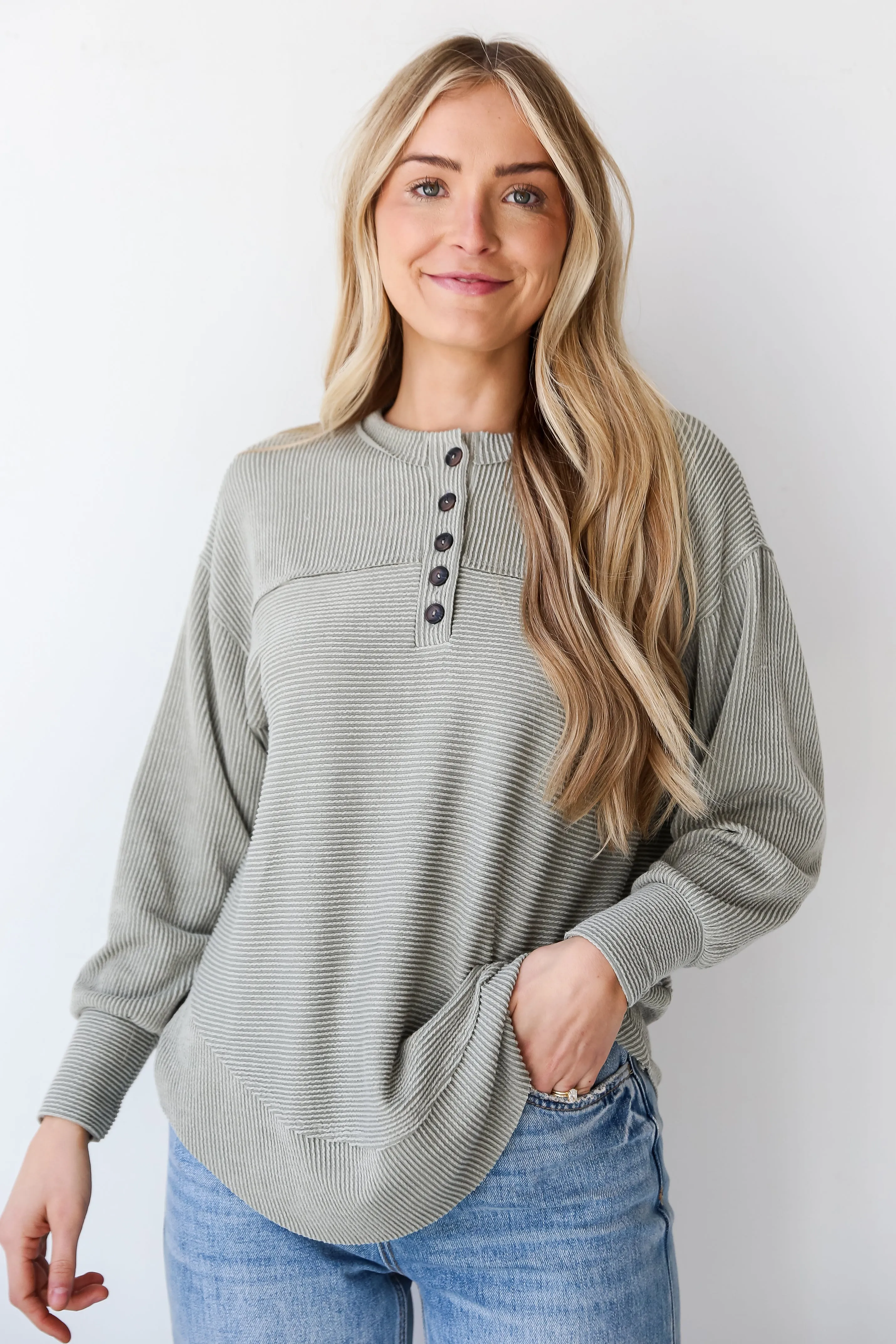 FINAL SALE - Easily Loved Corded Henley Top