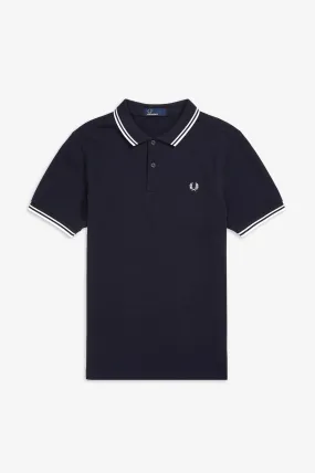 Fred Perry Navy Polo with White Twin Tipping