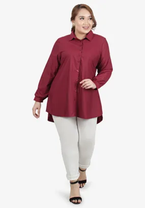 Freida Formal Button Up Shirt - Maroon