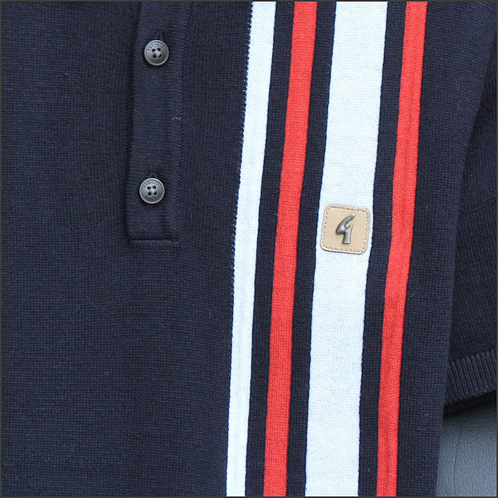 Gabicci Vintage Soda Navy Pattern Polo Top^