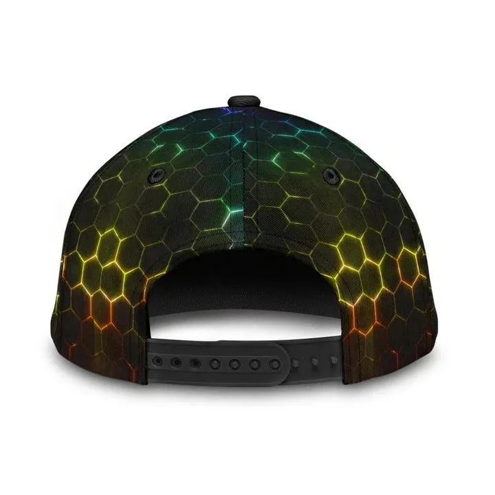 Gay Pride Baseball 3D Cap, LGBT Neon Hexagon Printing Classic Cap Hat, Lesbian Pride Accessories