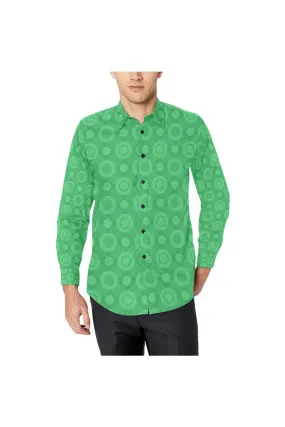 Green Circles Men's All Over Print Casual Dress Shirt