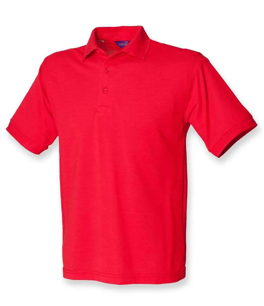 Henbury Heavy Poly/Cotton Pique Polo Shirt - Red, Pink