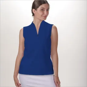 INDIGO SLEEVELESS QUARTER ZIP TOP