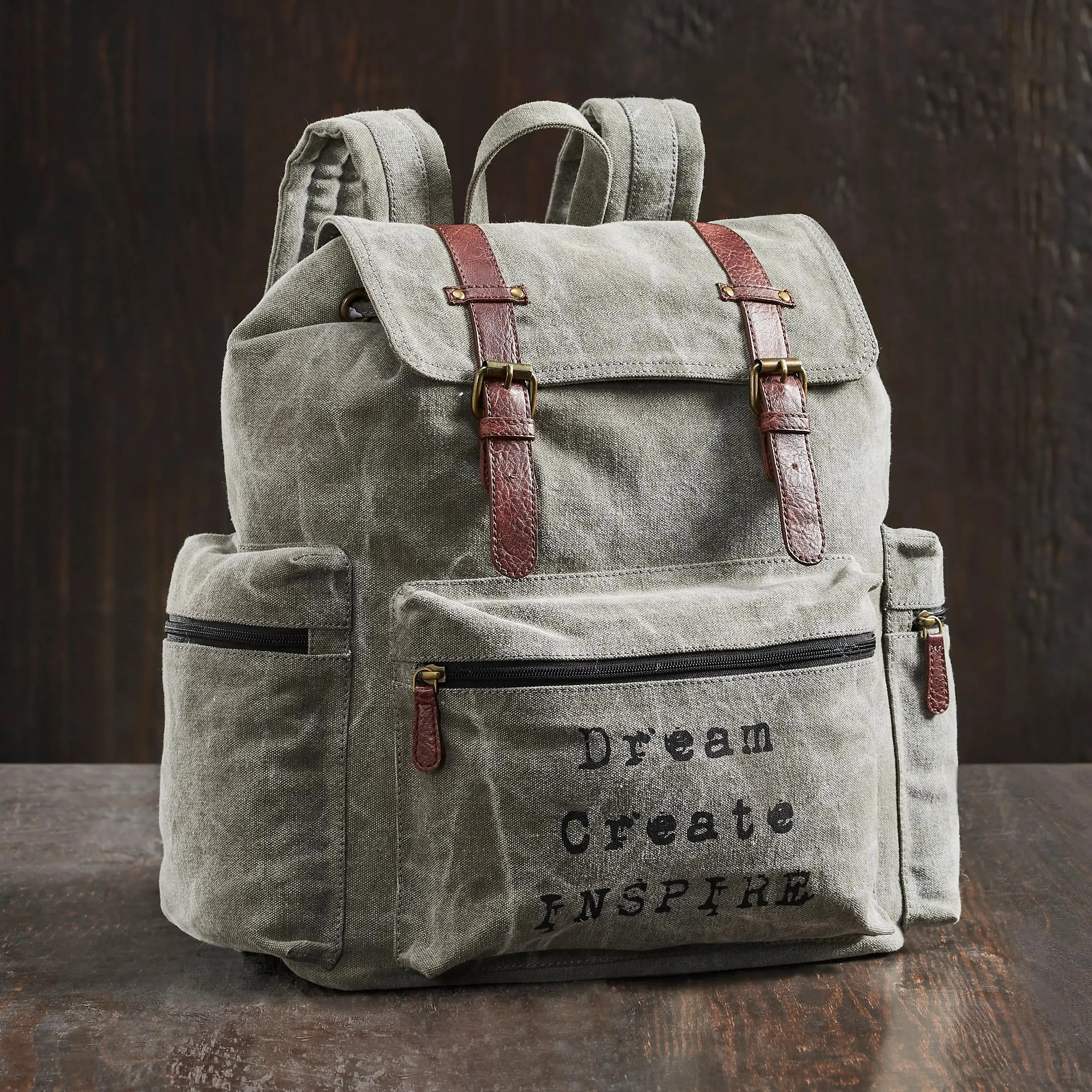 Inspire Canvas Backpack w/Leather Straps