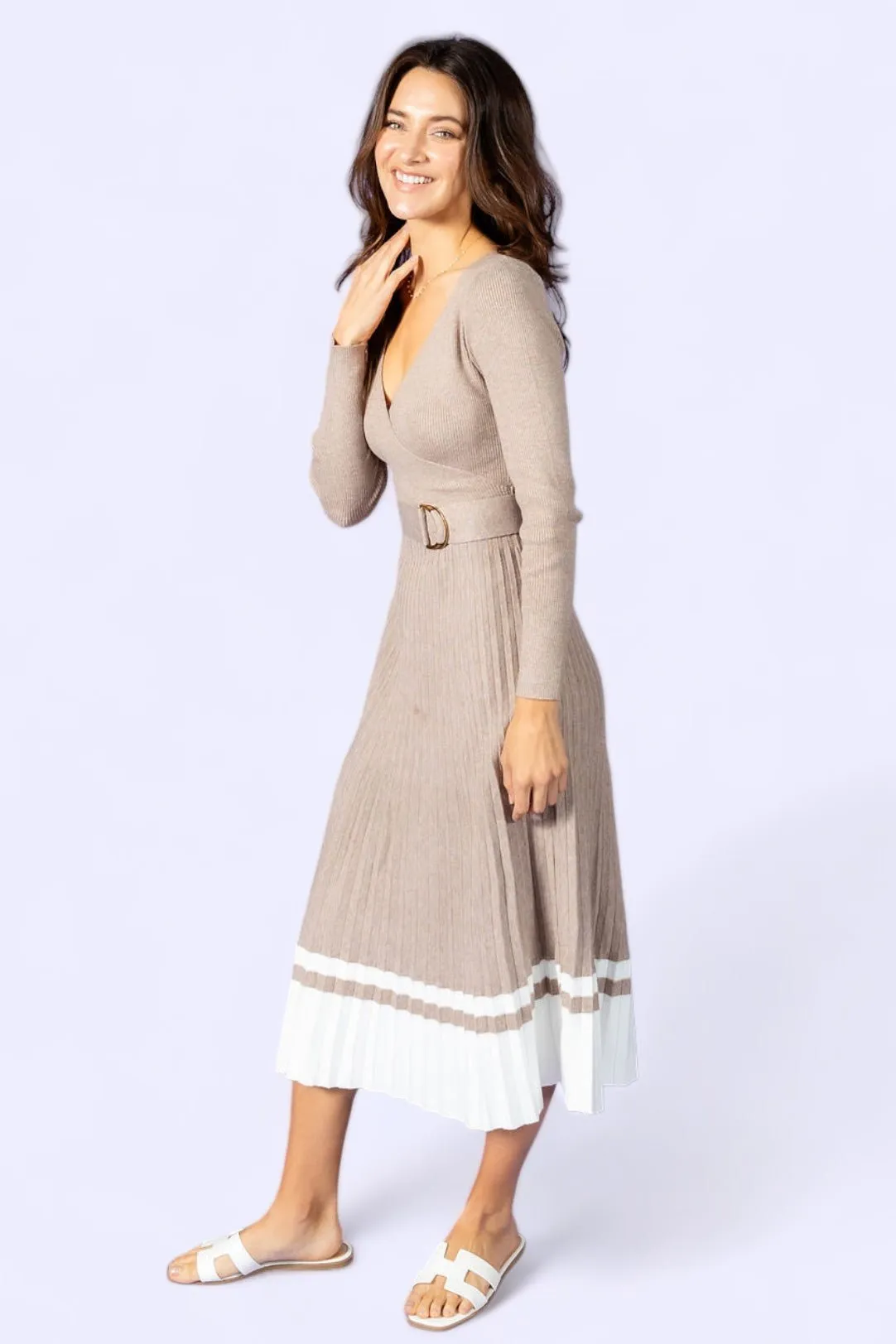 I've Loved You For So Long Pleated Sweater Dress