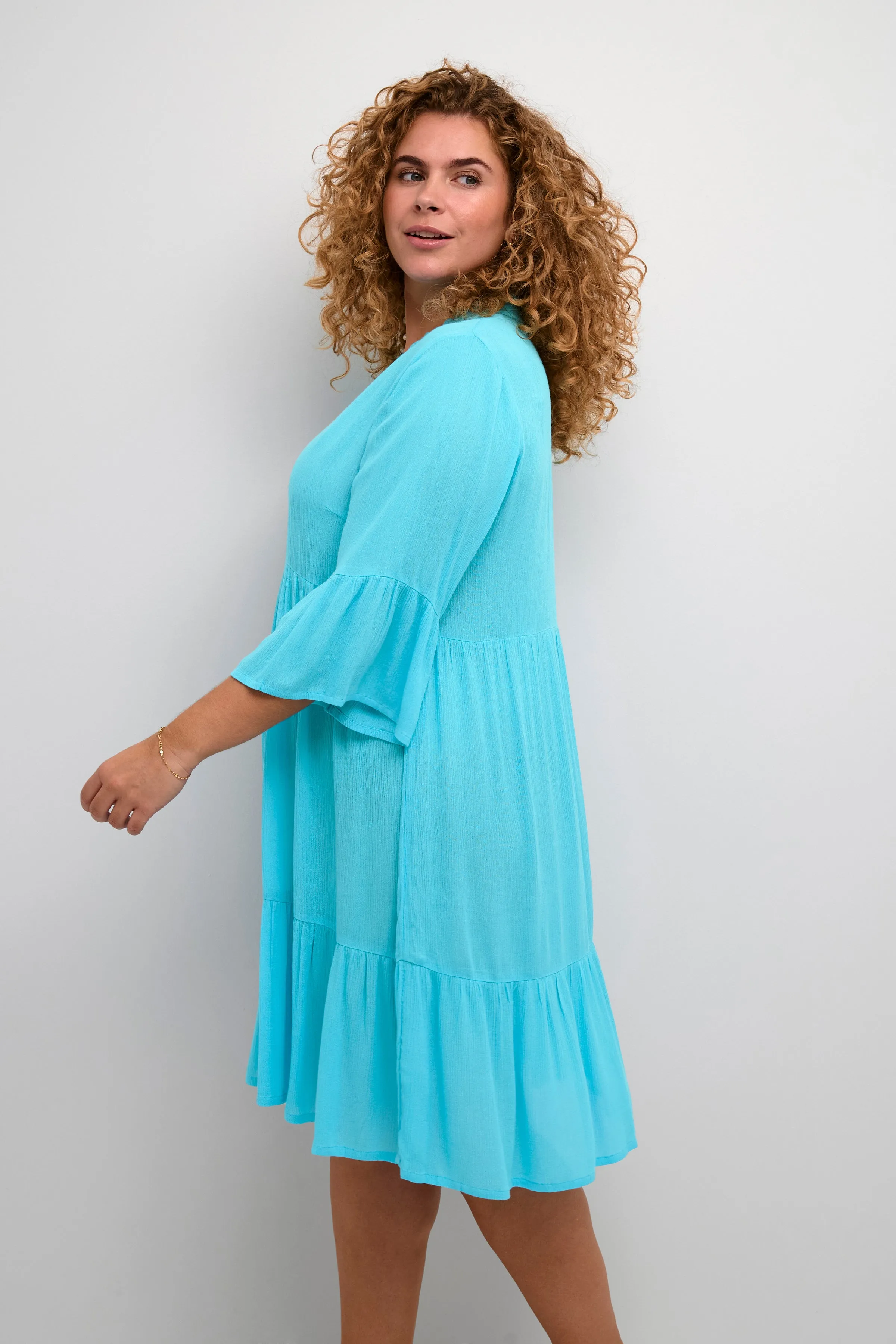 Kaffe Curve Mariana Dress in Turquoise