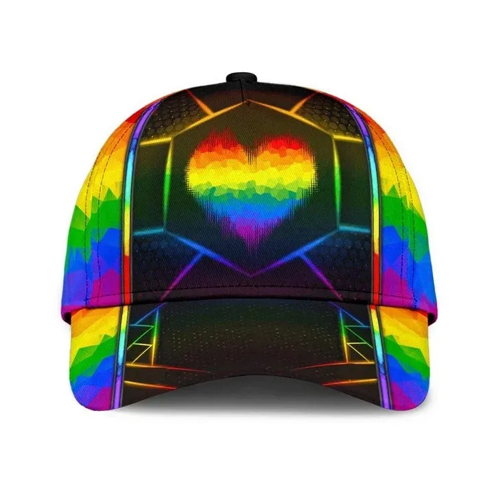 LGBT Cap, Beautiful Lgbt Rainbow Heart Polygon 3D Printing Baseball Cap Hat, Pride Accessories