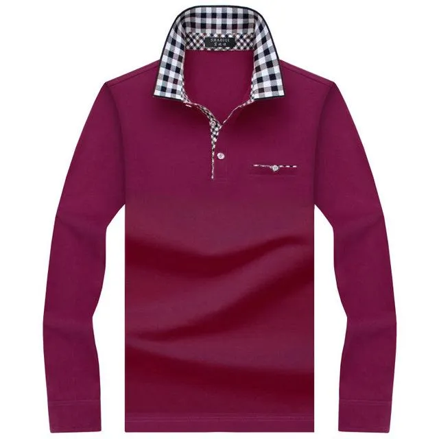 Long Sleeve Striped Polo Shirt