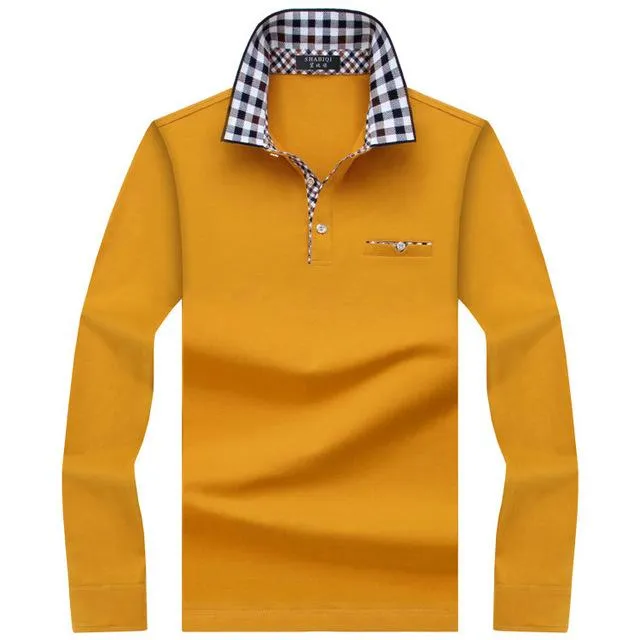 Long Sleeve Striped Polo Shirt