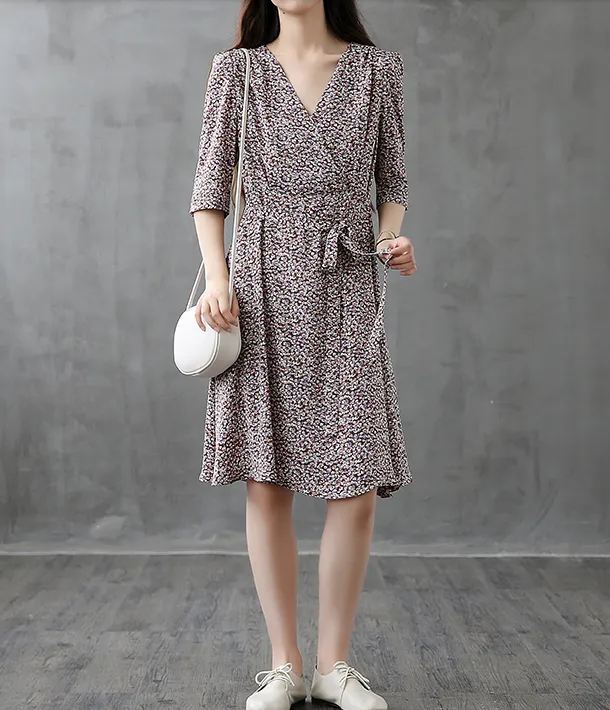 Long Sleeve Summer Spring Cotton Linen Women Dresses DZA206111