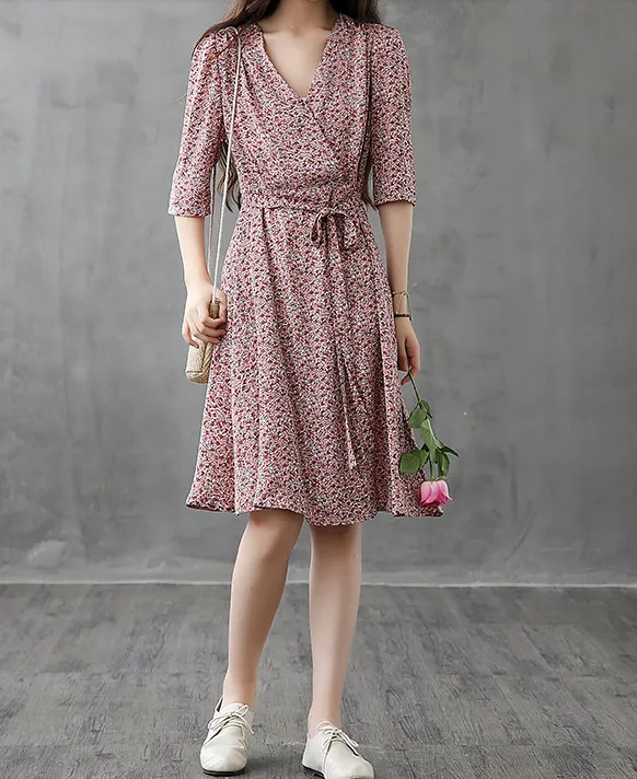 Long Sleeve Summer Spring Cotton Linen Women Dresses DZA206111