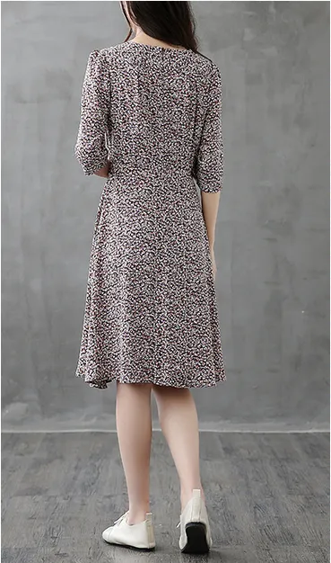 Long Sleeve Summer Spring Cotton Linen Women Dresses DZA206111