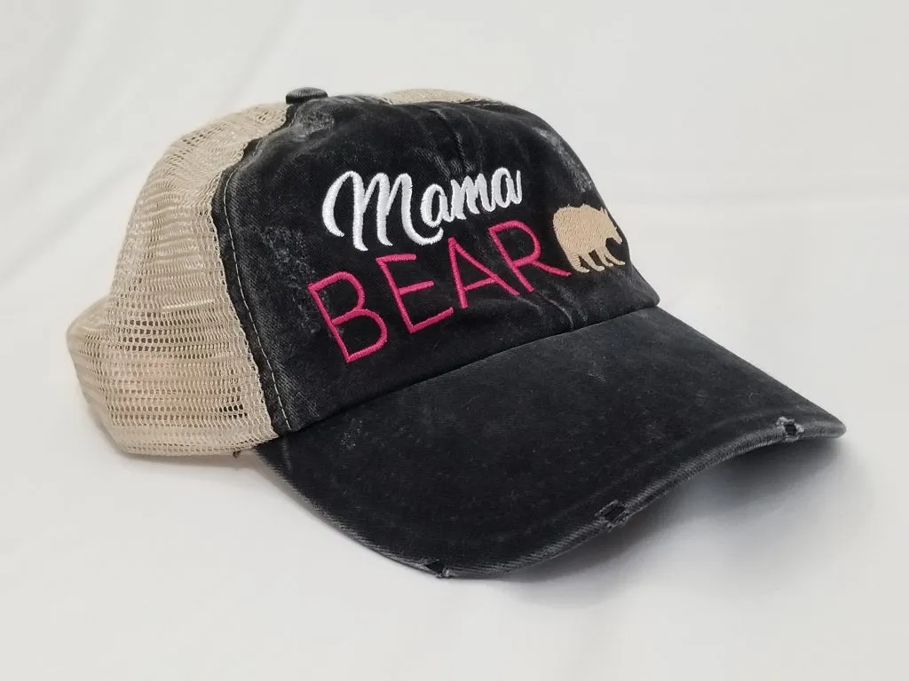 Mama Bear washed baseball cap