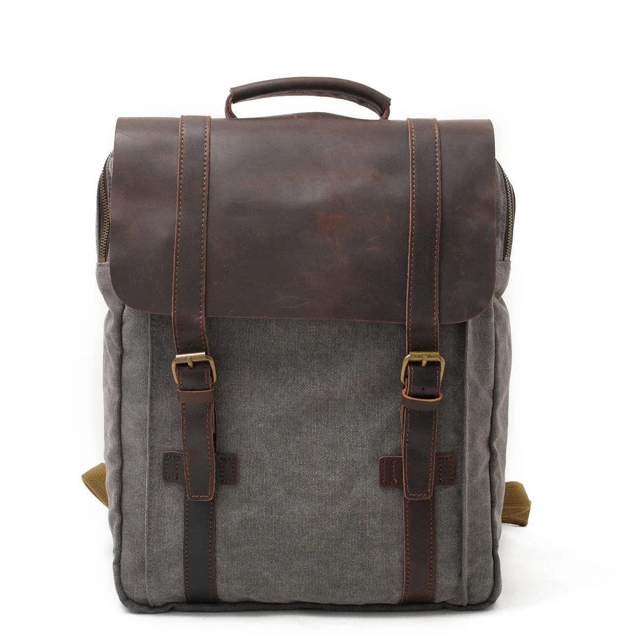 Men's Leisure Leather Canvas Traveling Backpack 6820