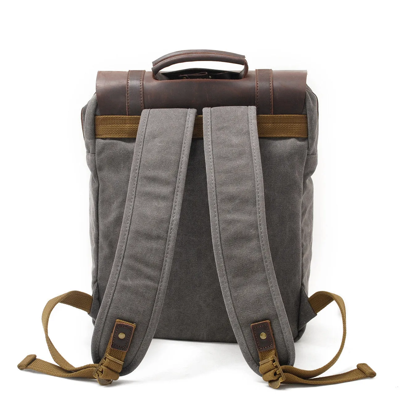 Men's Leisure Leather Canvas Traveling Backpack 6820