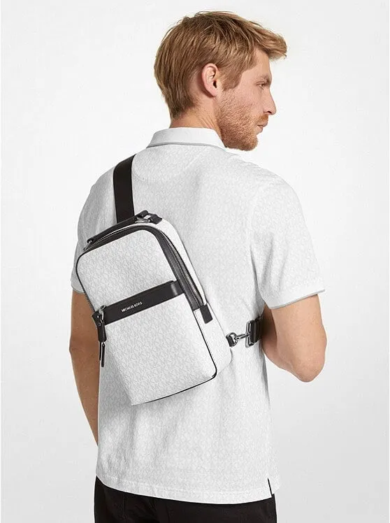 Michael Kors Hudson Logo Backpack, Black/White