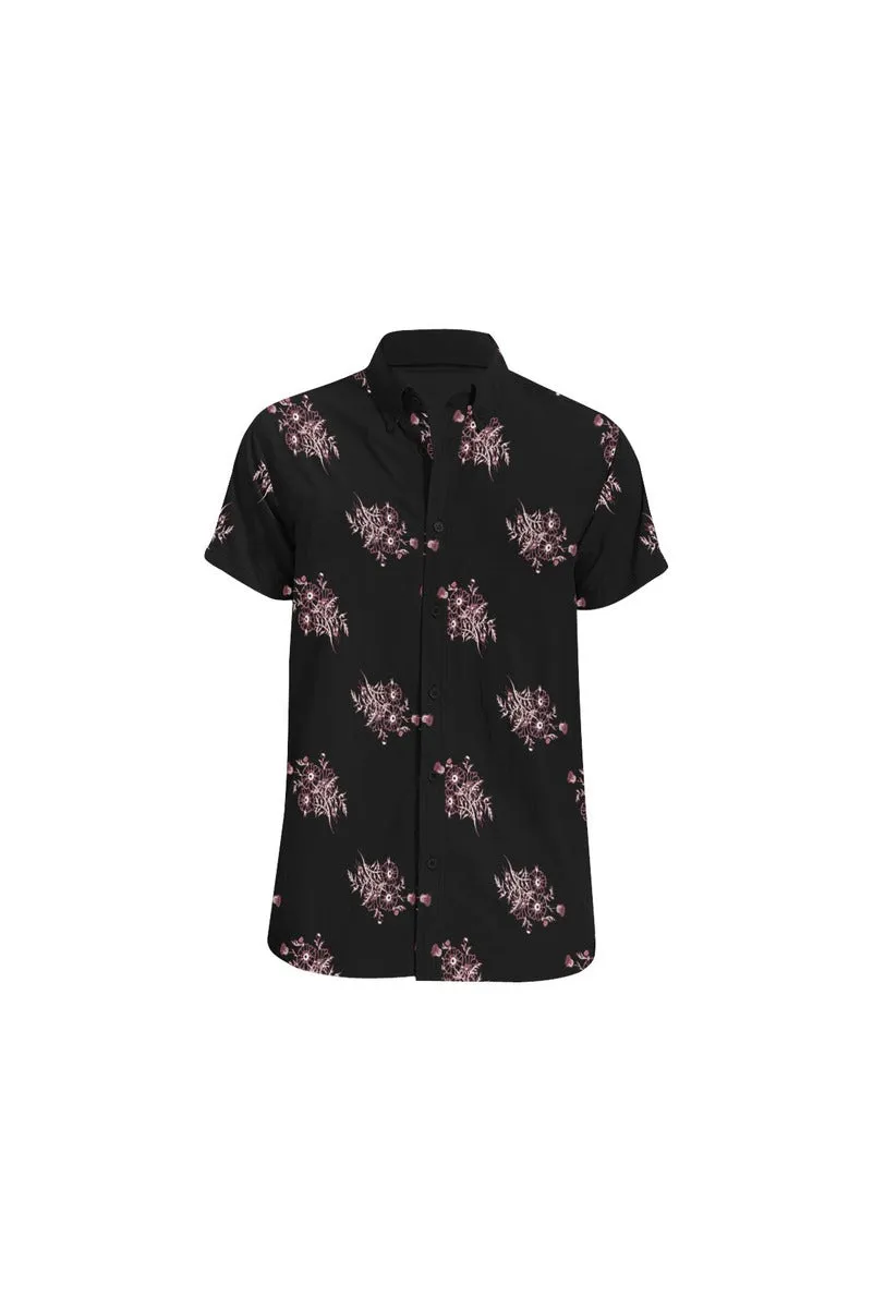 Midnight Black Floral Men's All Over Print Short Sleeve Shirt/Large Size (Model T53)