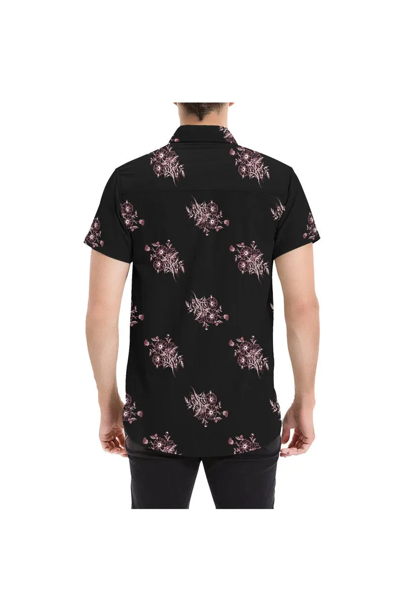 Midnight Black Floral Men's All Over Print Short Sleeve Shirt/Large Size (Model T53)