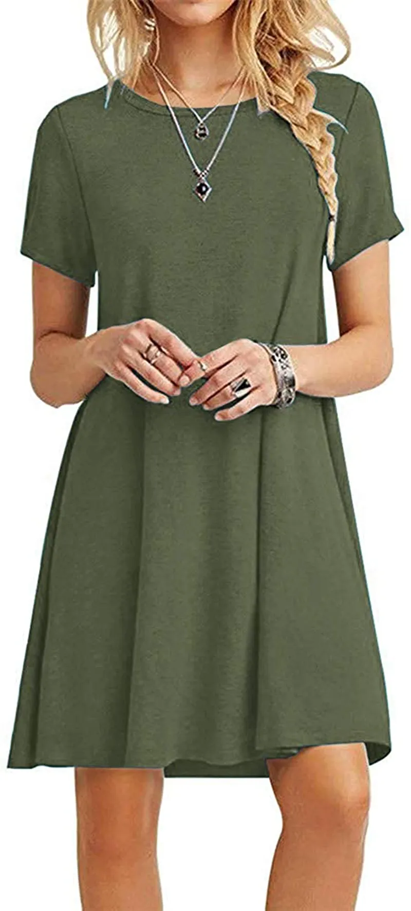 MOLERANI Women's Casual Plain Simple T-Shirt Loose Dress