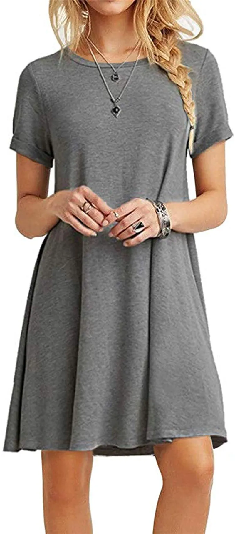 MOLERANI Women's Casual Plain Simple T-Shirt Loose Dress